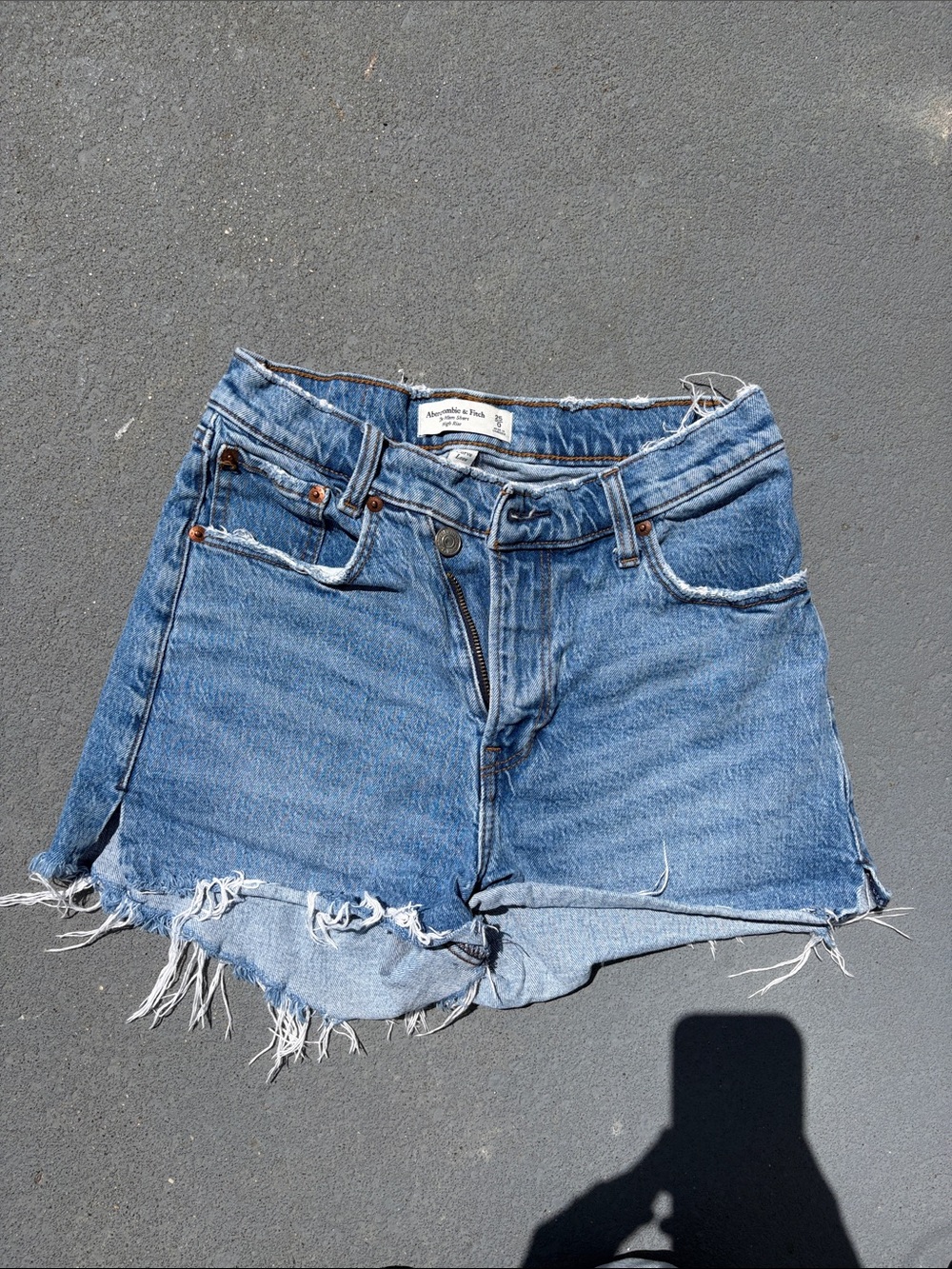 Abercrombie & Fitch Frayed Raw-Hem Denim Shorts - Light Blue